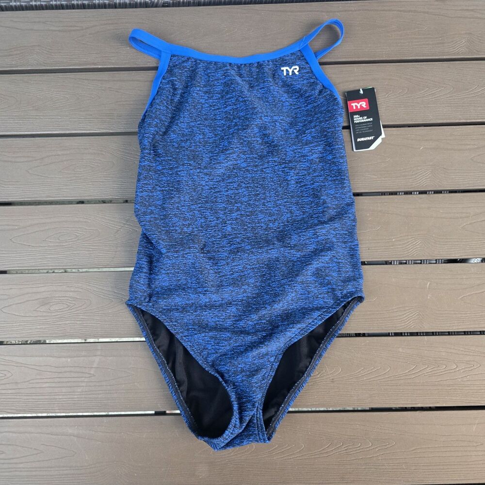 TYR Durafast Elite Women's Lapped Blue Diamondfit 1 Piece Swim Sz 38 New